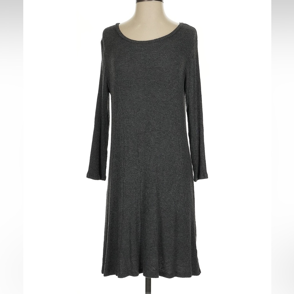 Velvet by Graham & Spencer Charcoal Ribbed Long-Sleeve Knit Dress